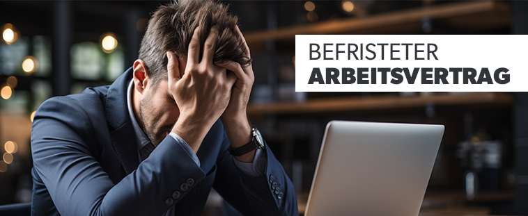 Befristeter Arbeitsvertrag: Rechte, Fristen und Chancen für Arbeitnehmer Zu sehen ist ein unglücklicher Arbeitnehmer, er hat einen befristeten Arbeitsvertrag erhalten, Rechtsanwalt Bellmer hilft!